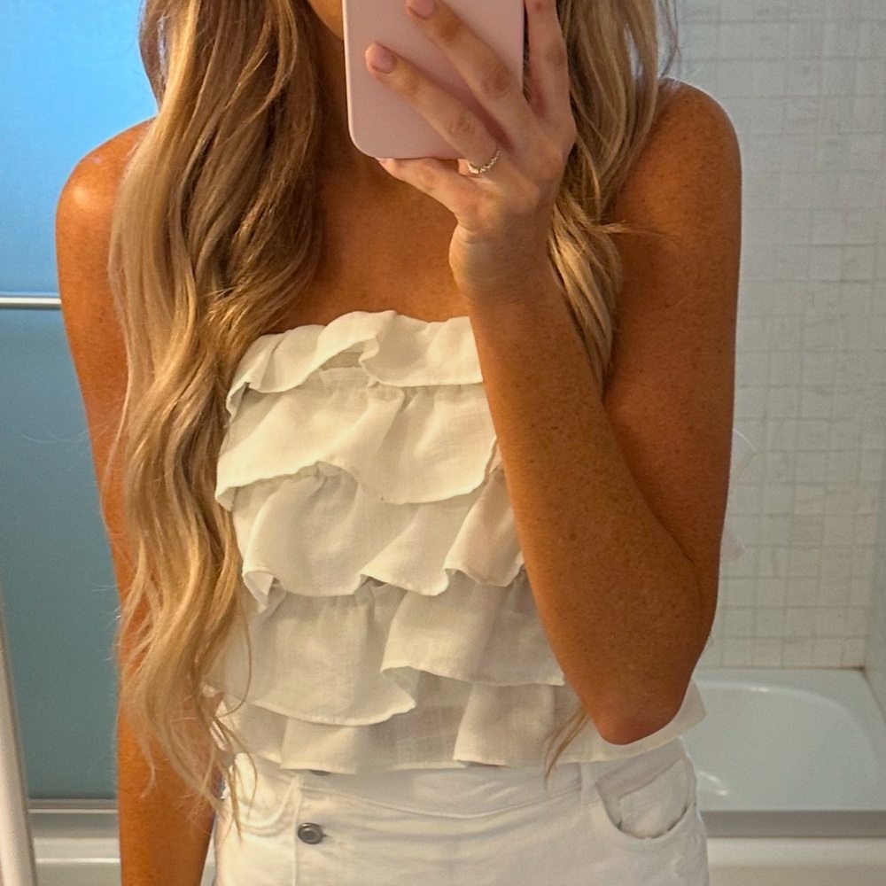 White Ruffled Off-Shoulder Top